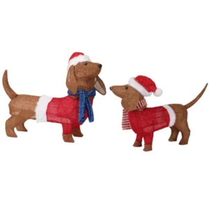 Set of 2 Lighted Dachshund Dogs | 115 LED Christmas Outdoor/Indoor Decor