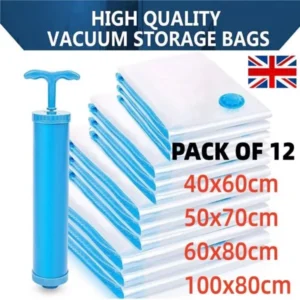 12x Vacuum Storage Bags | Strong Space-Saving Organiser